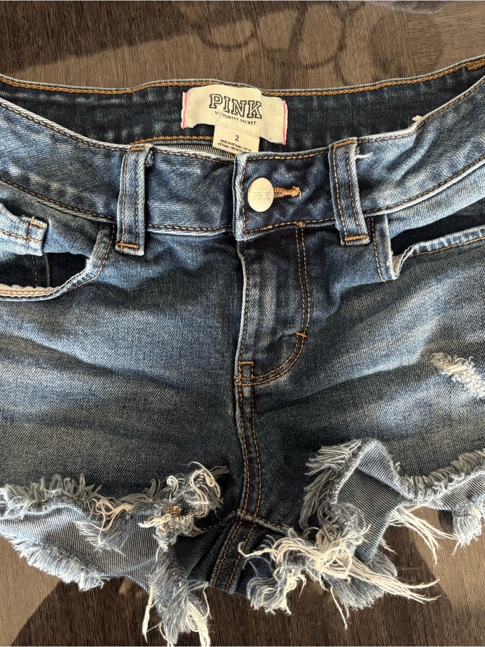 PINK Victoria's Secret Distressed Blue Denim Jean Shorts